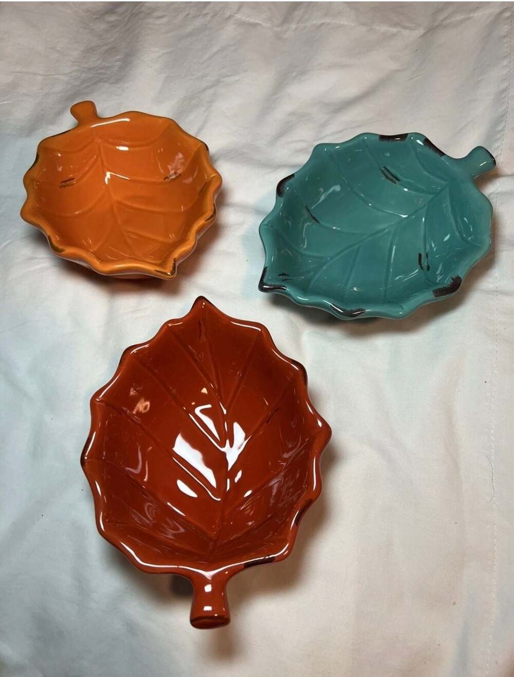 Hobby Lobby Fall Tableware 2022 Leaf Shaped Ceramic Dishes Set of 3